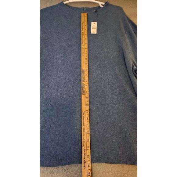 Talbots Sweater Women 3X Blue Lightweight Short Sleeve Cotton Modal Zipper NWT - Picture 3 of 7